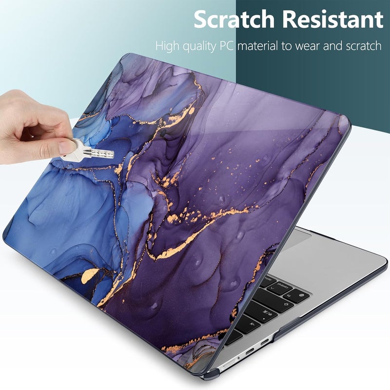 DONGKE for M4 MacBook Air 13.6 Inch Case 2025 2024 2023 2022 Model A3240 A3113 A2681 M3 M2 Chip, Plastic Hard Shell Case Cover with Touch ID for MacBook Air 13 Inch M4 - Abstract Marble - Image 3